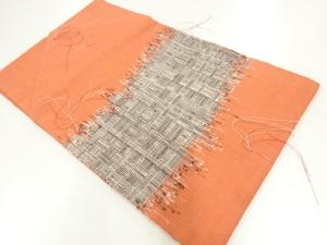 未使用品　手織り紬　抽象模様織り出し名古屋帯